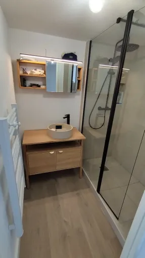 Rénovation de salle de bain à St Caprais avec remplacement de baignoire par douche à l'italienne carrelée, Fargues-Saint-Hilaire, MD RENOVATION