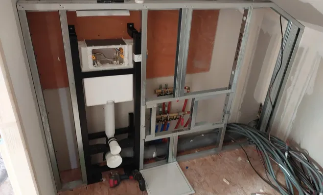 Installation d'un WC suspendu à Laruscade avec habillage, carrelage et lave main, Fargues-Saint-Hilaire, MD RENOVATION