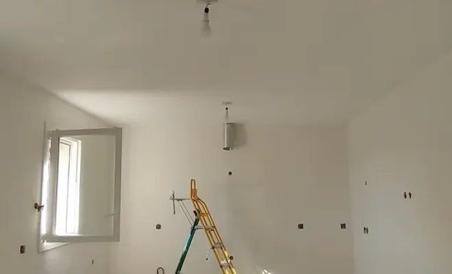 Ratissage, peinture mur et plafond d'une cuisine à Cercoux, Fargues-Saint-Hilaire, MD RENOVATION